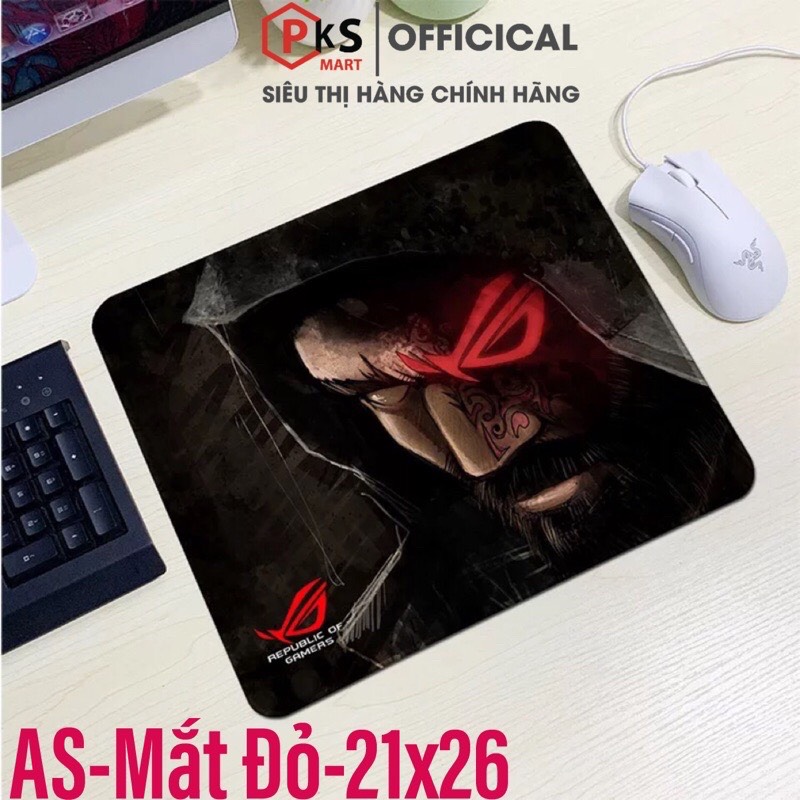 Lót Chuột, Pad Chuột Gaming Cỡ Lớn, Nhỏ ASUS-ROG 80x30x2mm 210x260x2mm Bo Viền Chắc Chắn Đế Cao Su - PKSMART