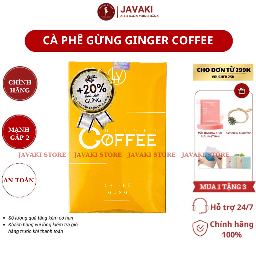 Cafe giảm cân Ginger Coffee cà phê gừng giảm cân chính hãng hộp 20 gói