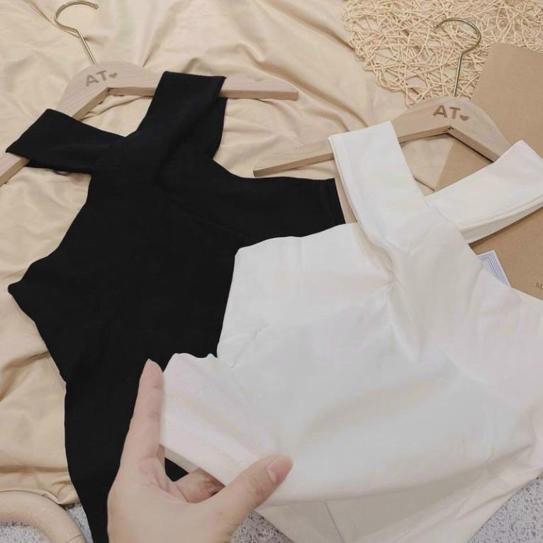 Áo yếm dây đan chéo croptop len tăm - áo kiểu bra hai dây mã a12