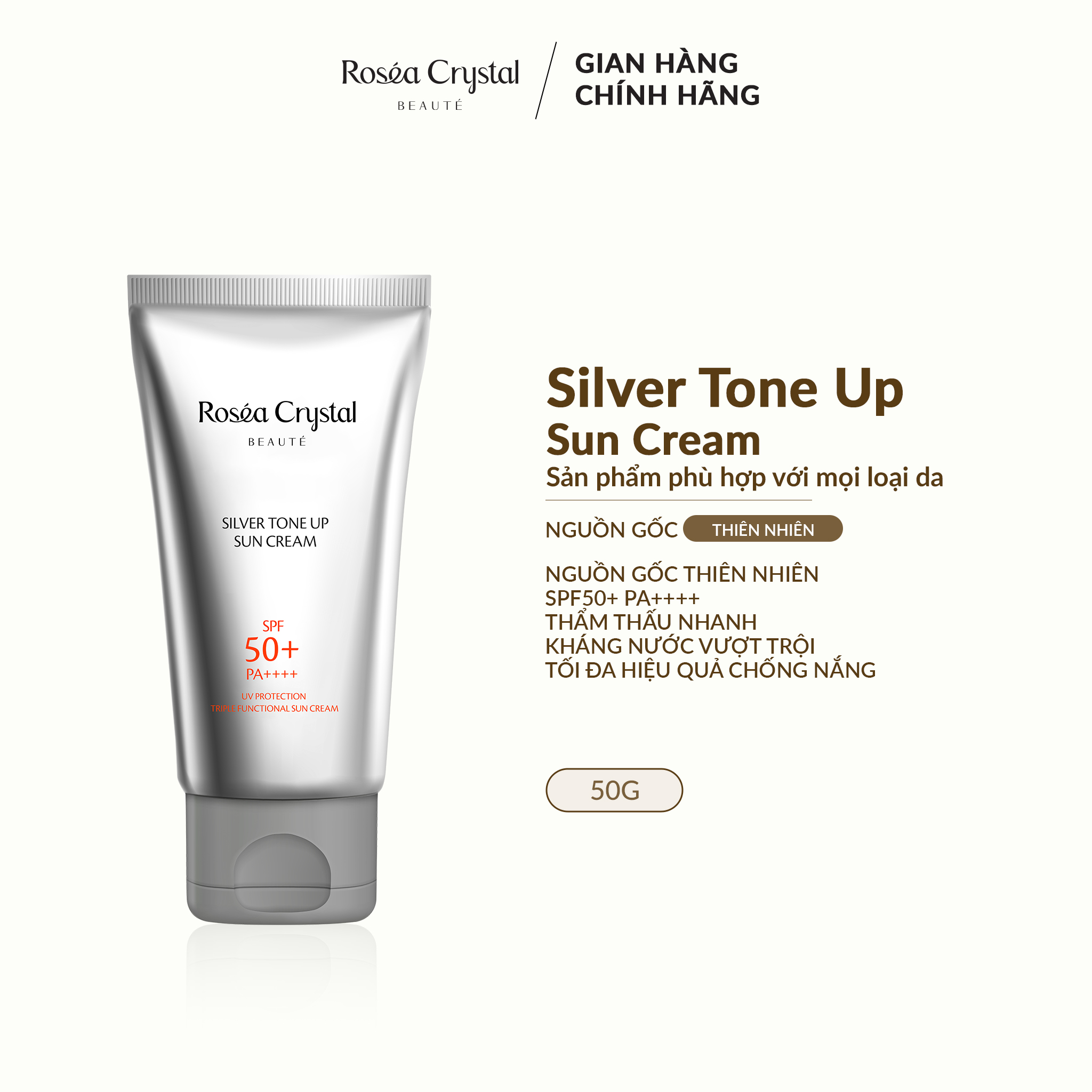 Silver tone up sun cream - kem chống nắng nâng tone tự nhiên, dưỡng trẻ hoá da