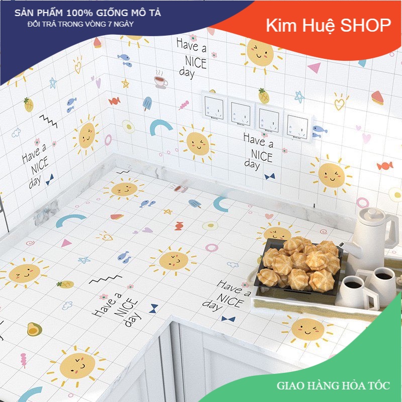 Decal dán bếp, chống bám dầu mỡ cách nhiệt cao câp khổ 60cm giấy dán tường bếp giá rẻ