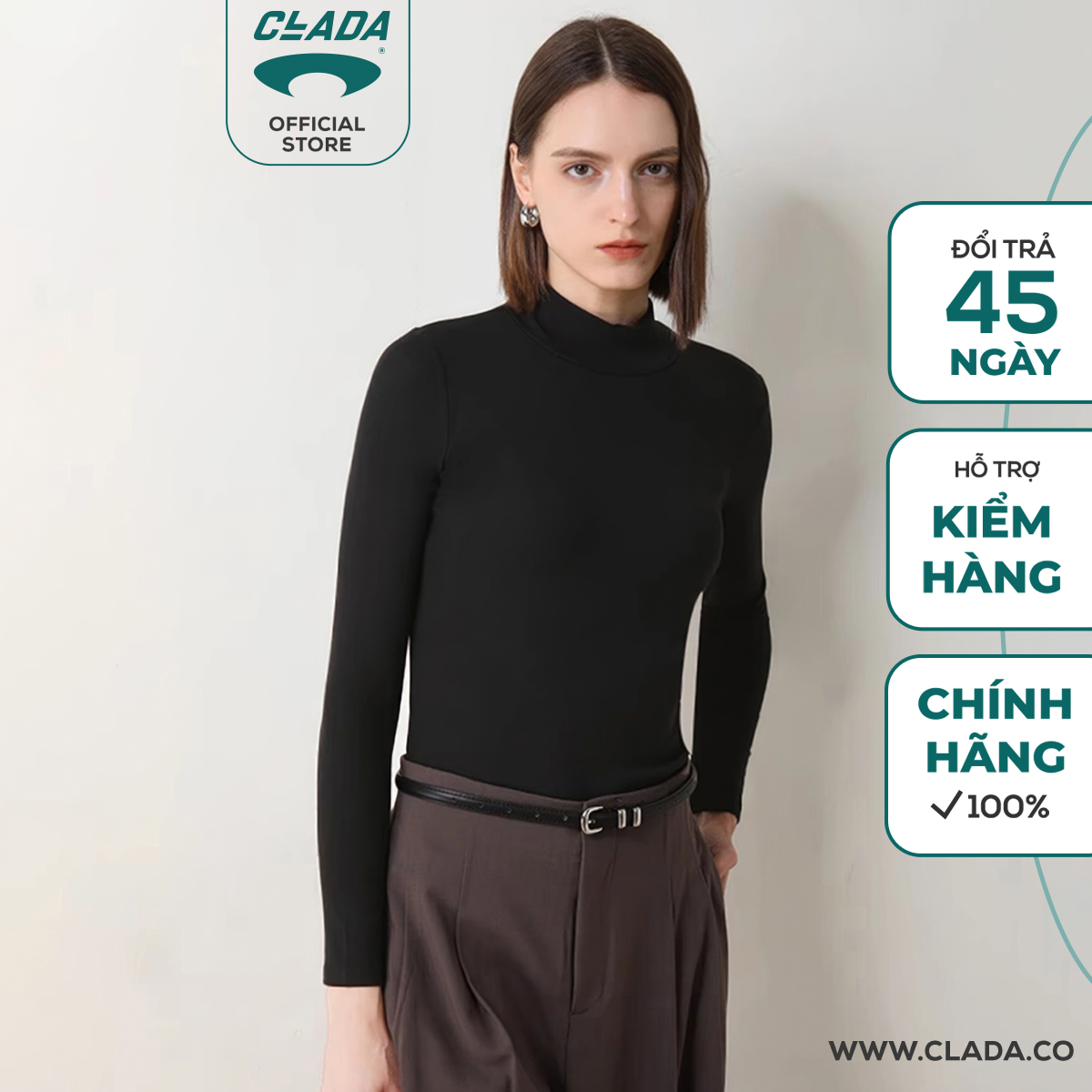 Áo dài tay cổ lọ clada essential