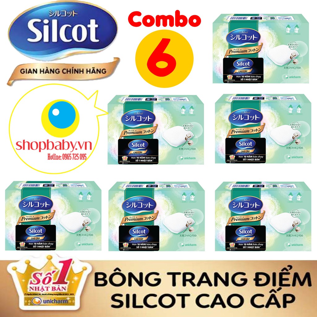Combo 5 hộp bông tẩy trang silcot premium hộp 66 miếng