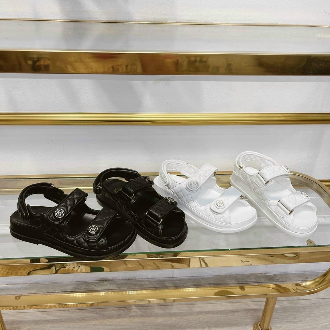 Sandal quai dán kẻ chỉ cao cấp