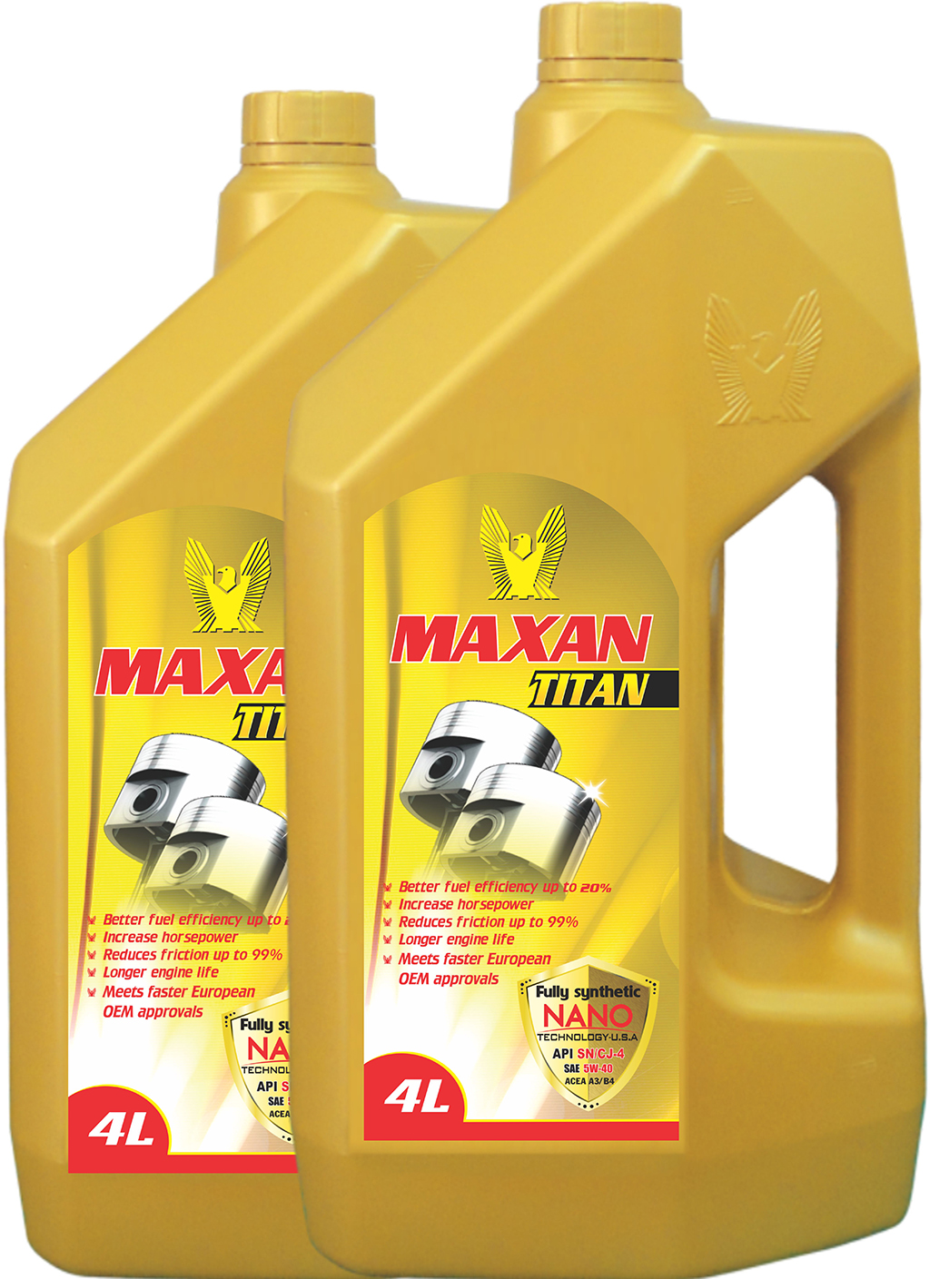 [CHUẨN API MỸ]Dầu nhớt động cơ ô tô cao cấp. API: SN/CJ4 5W-40. MAXAN TITAN 4 lít - Sản phẩm cao cấp, chất lượng đã được kiểm chứng.