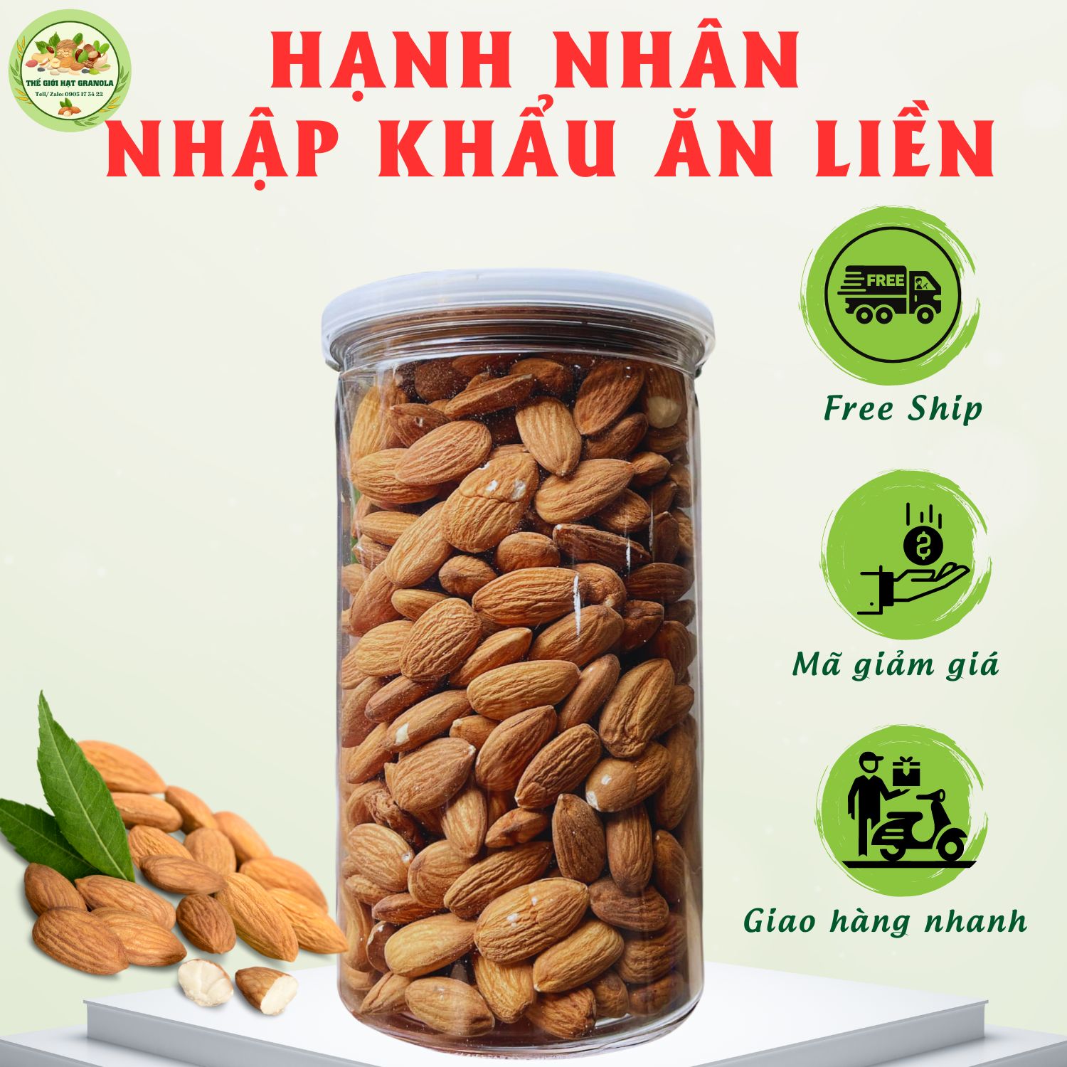 Hạnh nhân nhập khẩu sấy giòn ăn liền bổ dưỡng 500g