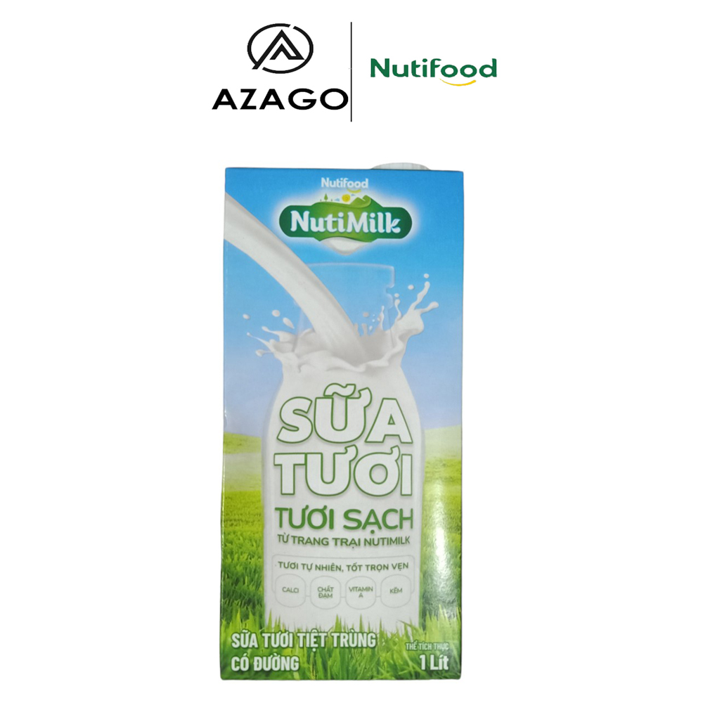 Nutimilk sữa tươi tươi sạch - sữa tươi tiệt trùng có đường hộp 1 lít stcd1- thương hiệu nutifood - azago