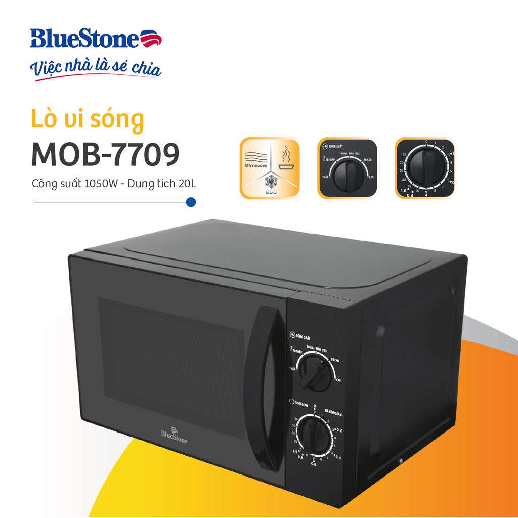 Lò Vi Sóng BlueStone MOB-7709 Dung Tích 20L Công Suất 1050w Bảo Hành Chính Hãng