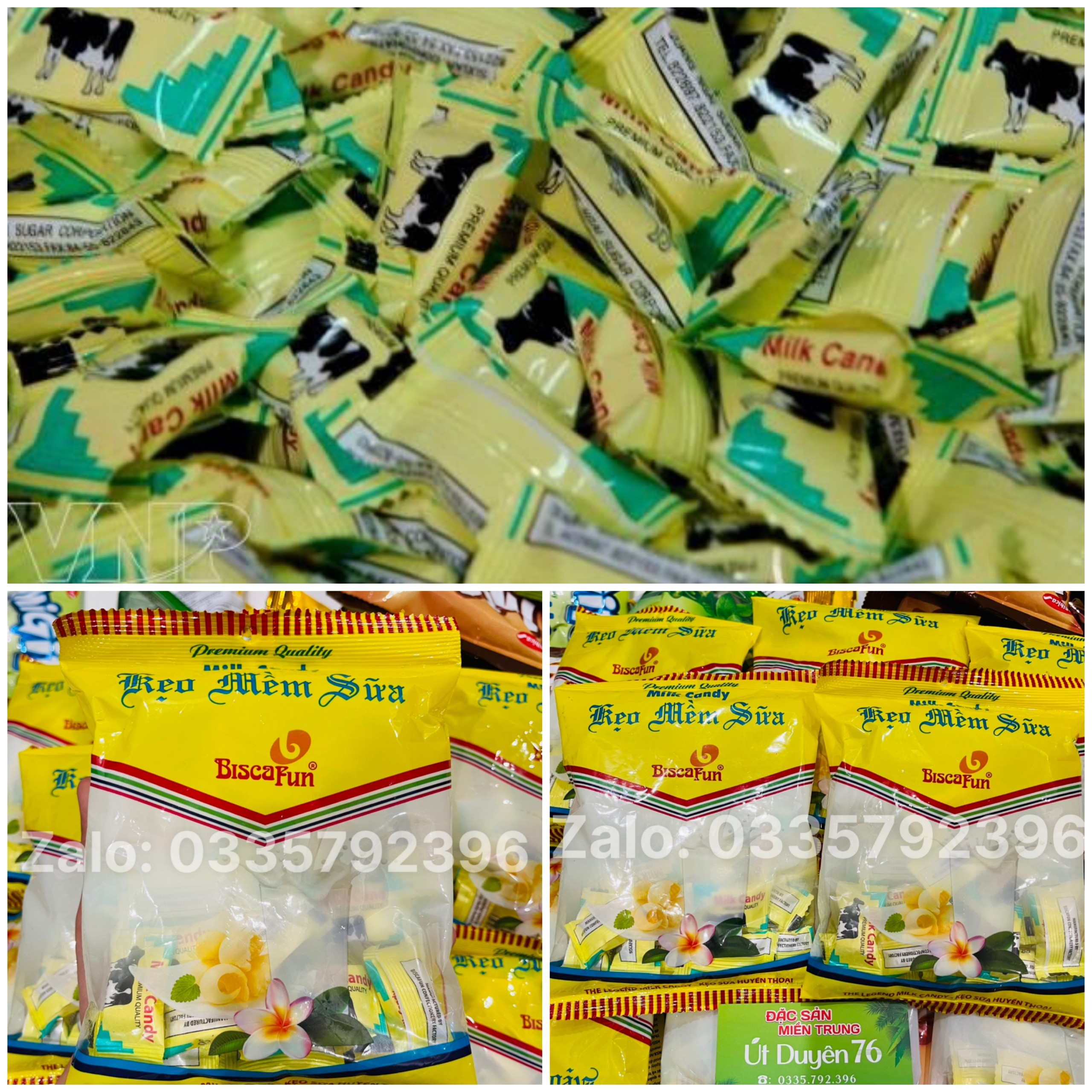 Kẹo mềm sữa biscafun gói 65g - kẹo sữa bò tuổi thơ - kẹo mềm bò sữa - út duyên 76 đặc sản