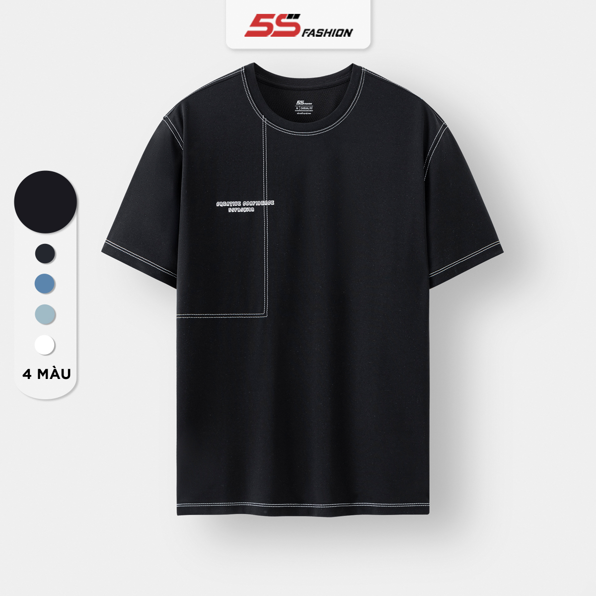 Áo Thun Nam Cổ Tròn Tay Ngắn 5S FASHION, In Trẻ Trung, Họa Tiết Chần Chỉ Nổi Bật (ATS24022)