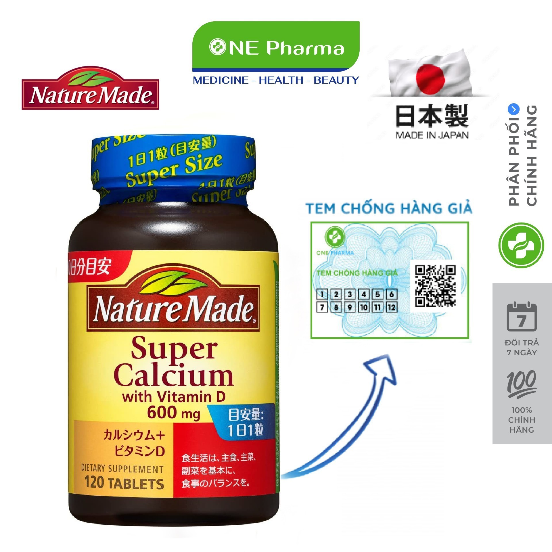 Viên uống Nature Made Super Calcium with Vitamin D 600mg 120 Viên