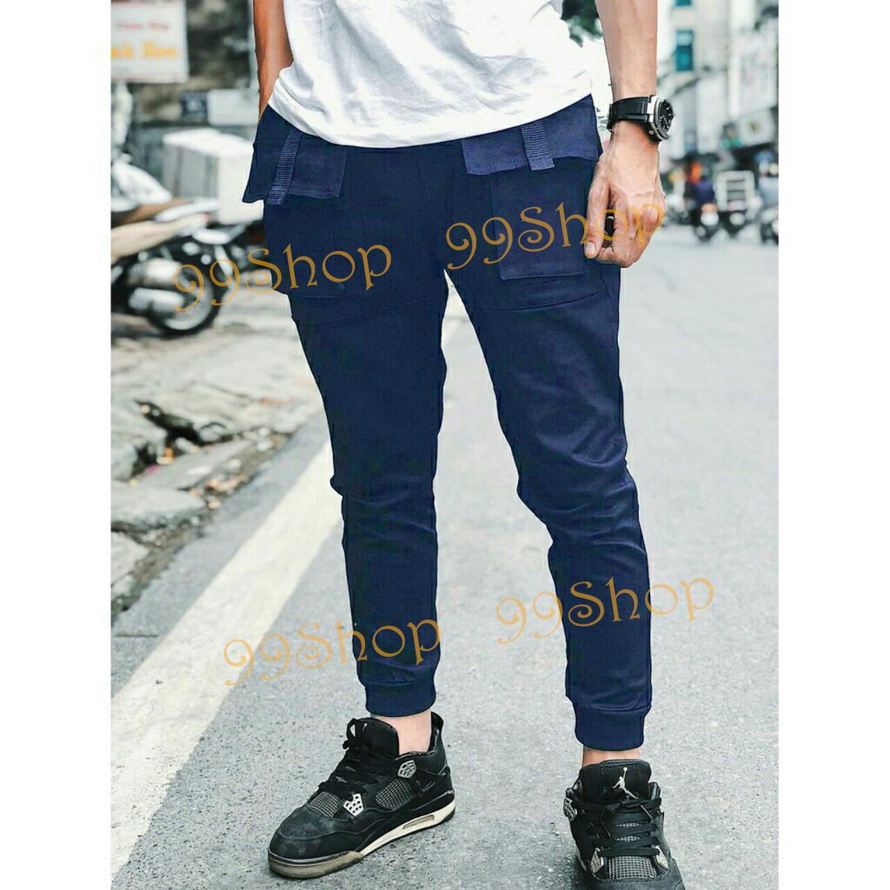 Quần jogger nam túi hộp bo chân