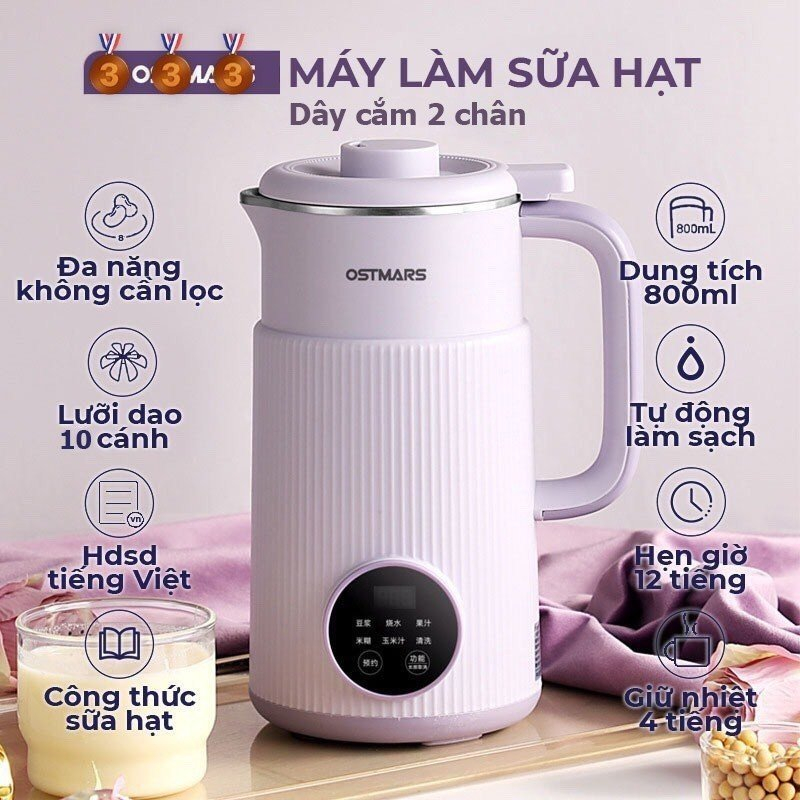 Máy làm sữa hạt đa năng gia đình, máy mini đa chức năng dùng nấu sữa, nấu cháo tiện lợi