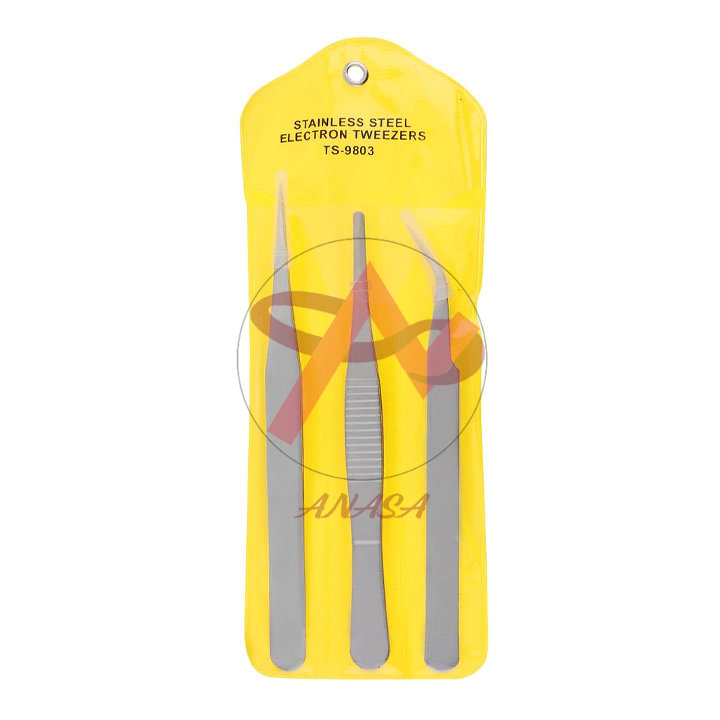 Bộ 3 Nhíp Kẹp Linh Kiện Điện Tử Vàng