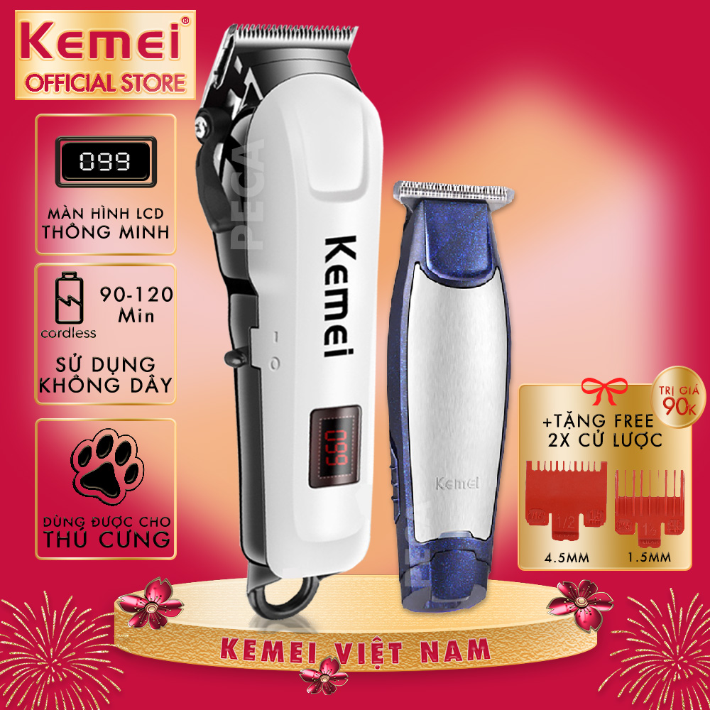 Combo tông đơ cắt tóc kemei km-809a + chấn viền kemei km-5021