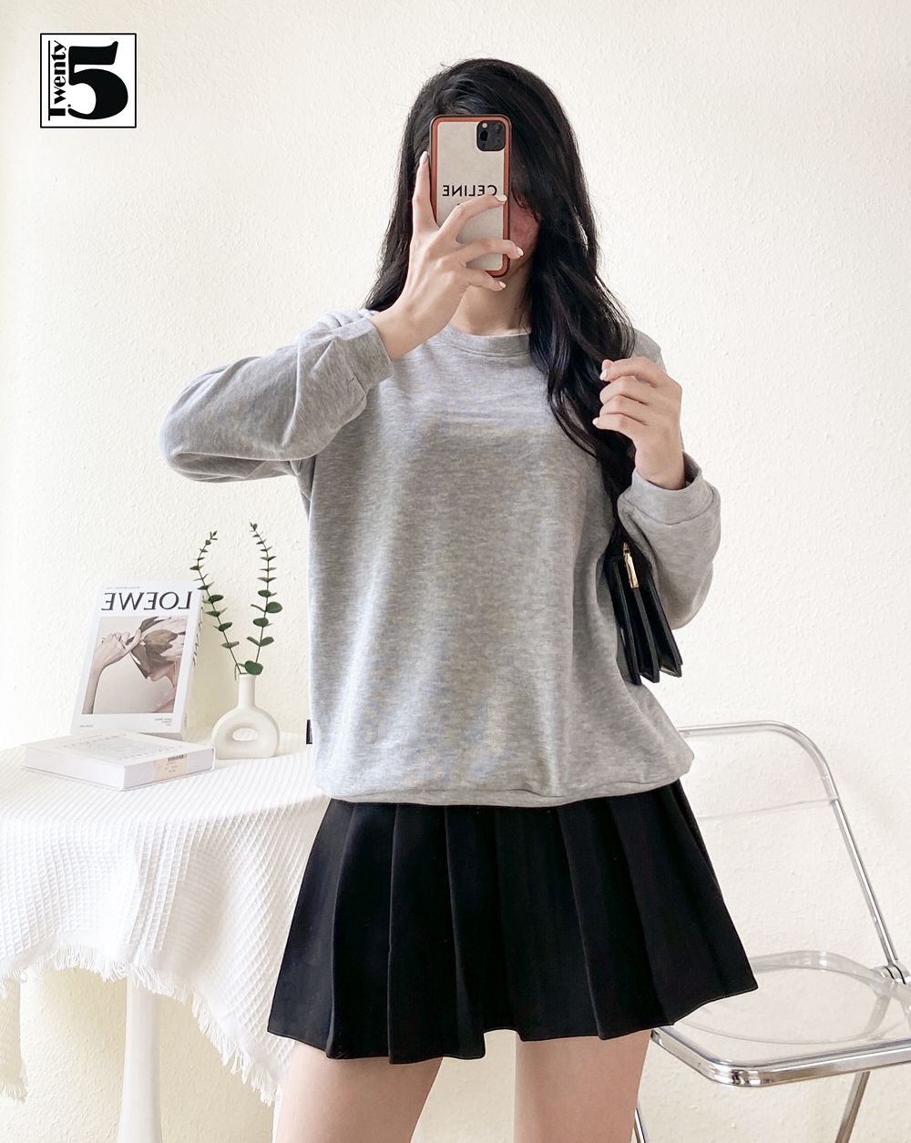 Áo thun cổ tròn tay dài, bo tay, bo gấu Twenty.Five SS2