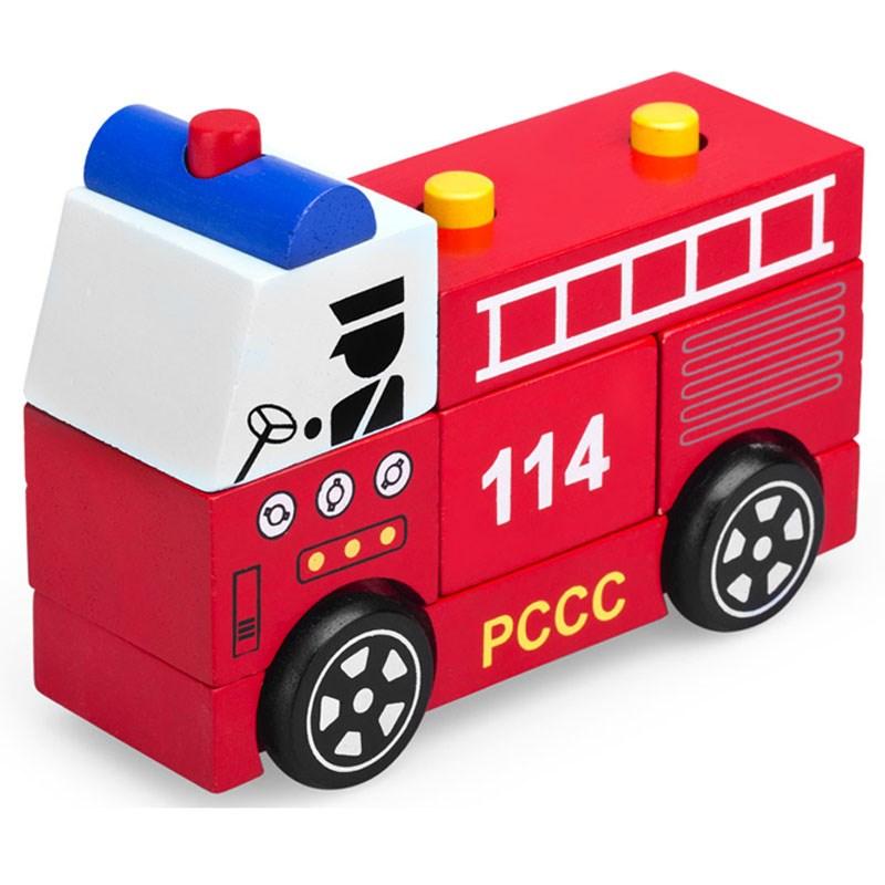 Đồ chơi gỗ winwintoys - lắp ráp mô hình xe cứu hỏa 61292