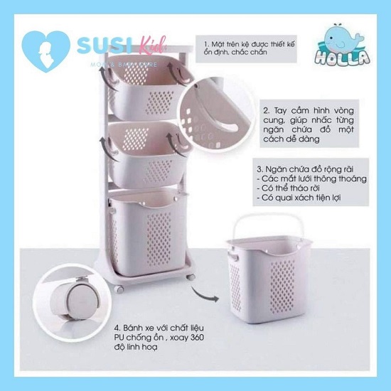 [HCM]KỆ PLASTIC ĐA NĂNG 3 TẦNG HOLLA VIỆT NHẬT CAO CẤP - KỆ PLASTIC 3 TẦNG ĐA NĂNG CAO CẤP ĐỰNG ĐỒ CHO BÉ ĐỒ NHÀ TẮM CÓ THỂ THÁO RỜI KHUNG XE CHẮC CHẮN 4 BÁNH XE QUAY 360 ĐỘ - NHỰA PP CAO CẤP RẤT DÀY DẶN & CHẮC CHẮN.