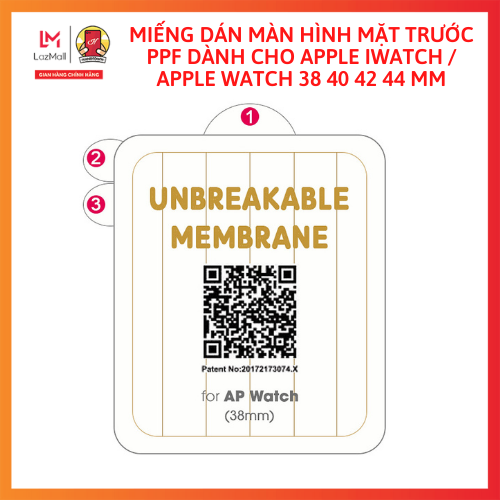 Miếng dán màn hình mặt trước ppf dành cho apple iwatch / apple watch 38 40 42 44 mm