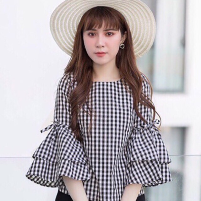 Áo sọc caro tay loe