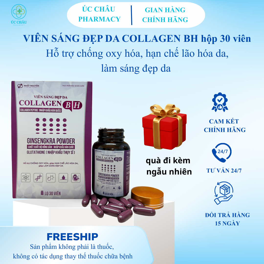 Viên uống Sáng Đẹp Da COLLAGEN B/H hộp 30 viên hỗ trợ giảm nám, sạm da