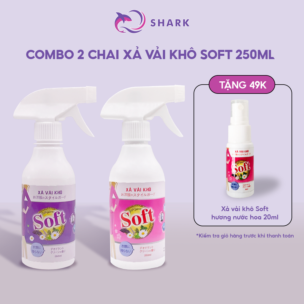 Xịt Thơm Quần Áo Soft Shark 250ml Hương Nước Hoa Làm Phẳng Mềm Vải Khử Mùi Hôi Lưu Hương Lâu
