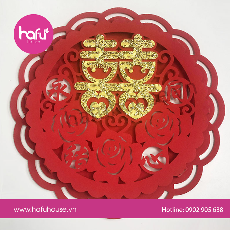 CHỮ HỶ NỈ 3D 2 LỚP M1 HAFU HOUSE - TẶNG KÈM 10 MIẾNG DÁN 2 MẶT HAFU HOUSE