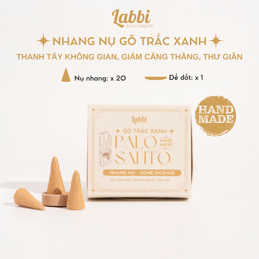 Nhang nụ thanh tẩy Gỗ trắc xanh PALO SANTO [Labbi] Mang năng lượng tích cực/ Cone incense
