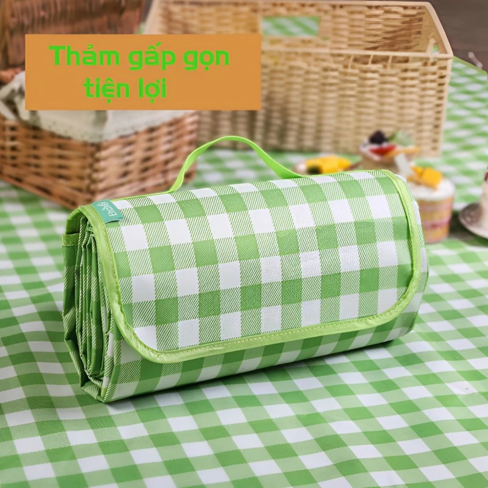 Thảm picnic chống thấm gấp gọn 140x190cm | Thảm dã ngoại đi biển cắm trại du lịch trải sàn tiện lợi