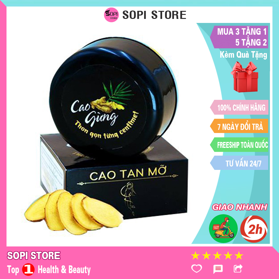 Cao gừng tan mỡ Thiên Nhiên Việt 200g | Cao tan mỡ Cát Tường đánh tan mỡ thừa, làm mờ vết rạn, săn chắc da