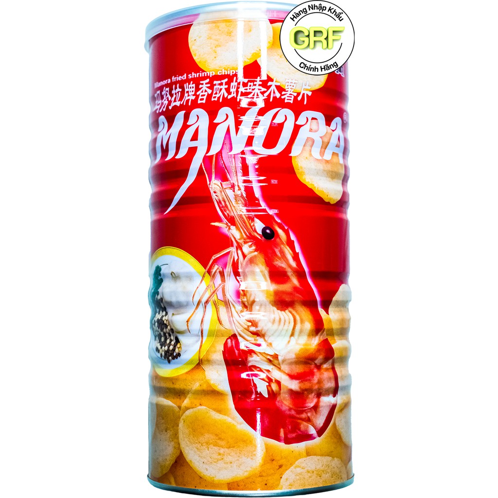 Bánh snack tôm manora thái lan vị không cay lon100gr