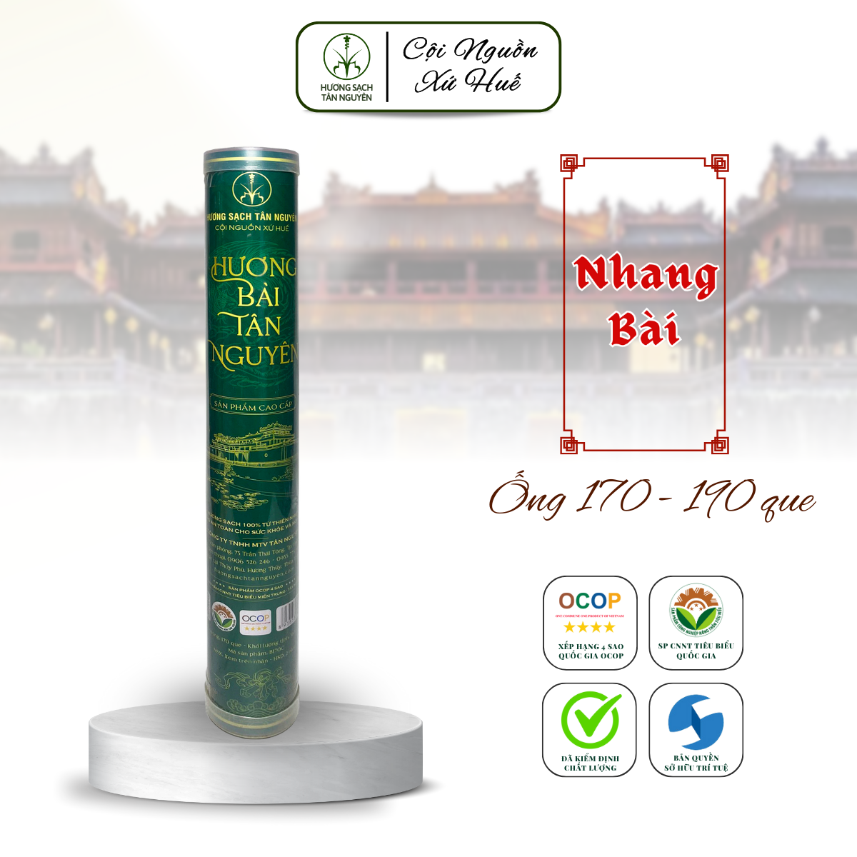 Hương Bài Tân Nguyên, nhang không hóa chất, hương sạch không cuộn tàn, mùi thơm dịu ngọt, ống 170 que