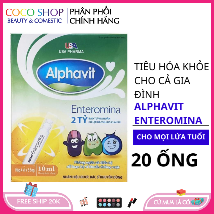 Men vi sinh giảm táo bón cho bé và người lớn Alphavit enteromina - Hộp 20 ống Men vi sinh men vi sinh biogaia men tiêu hóa cho bé men tiêu hoa men tieu hoa
