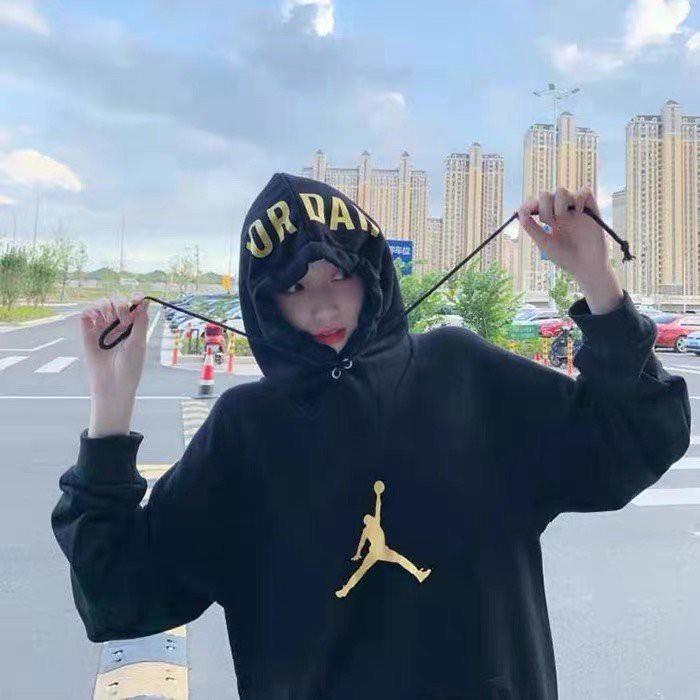 Áo hoodie dài tay jordan vàng chữ mũ - áo hoodie sweater - nỉ 100 cotton - form rộng - nam nữ unisex