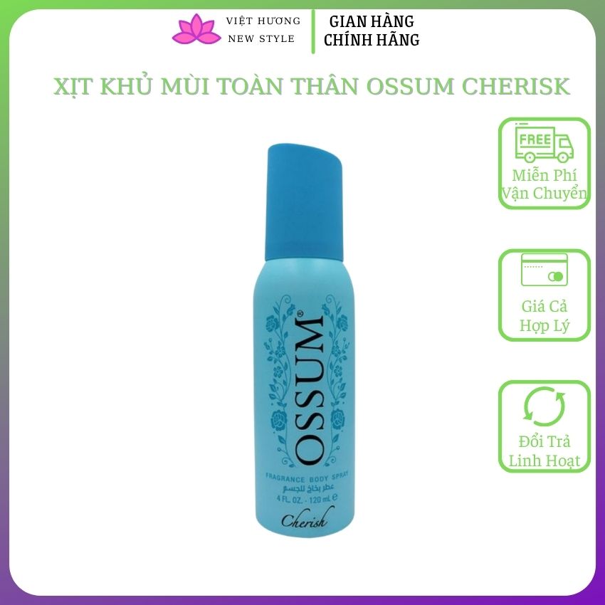 [CHÍNH HÃNG + Free ship]Xịt Khử Mùi toàn thân OSSUM Cherish 120ml xanh da trời dành cho nam, nữ nhập