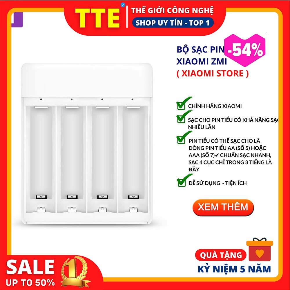 Bộ sạc nhanh Pin AA,AAA XIAOMI ZMI, Bộ sạc Pin nhiều lần, chỉ trong 3 tiếng ( Không kèm theo PIN )