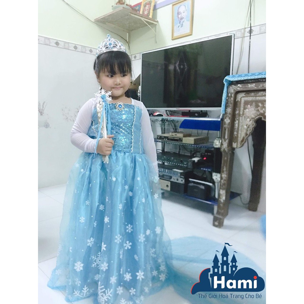 Đầm công chúa elsa hoa tuyết kèm tà
