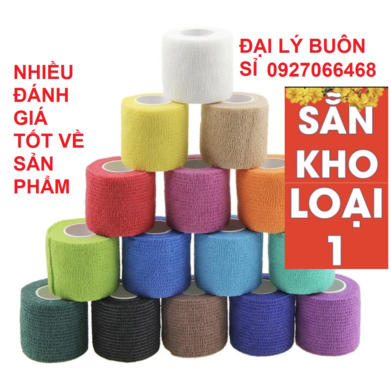 Băng quấn thể thao cao su non hạn chế chấn thương, băng keo quấn cơ tự dính dùng khi chơi thể thao, băng keo bóng đá, băng quấn cán vợt chống trơn trượt