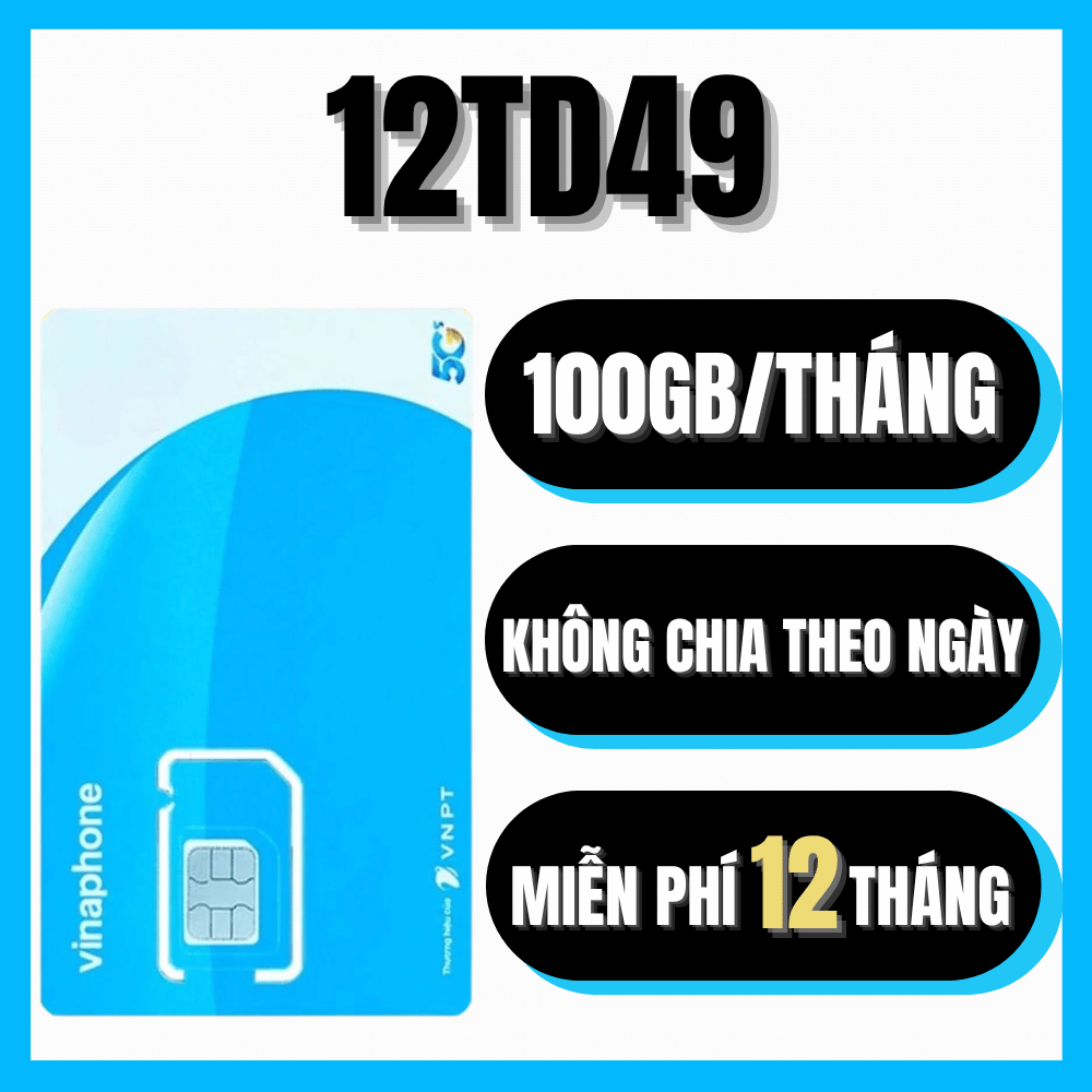 ( CHỈ 2K/Ngày ) SIM VINAPHONE GÓI CƯỚC 12TD49 - SIM 4G TRỌN GÓI 1 NĂM BAO SÀI MẠNG CẢ NĂM - BẢO HÀNH