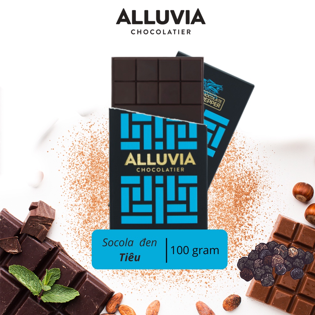 Socola đen nguyên chất vị Tiêu Phú Quốc đắng vừa ít ngọt Alluvia Chocolate