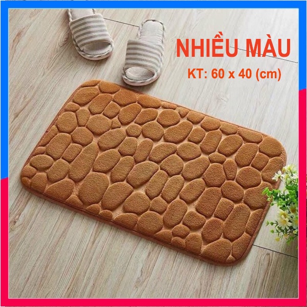 Thảm lau chân 3D hình sỏi chống trơn trượt, thảm chùi chân trang trí họa tiết đẹp mắt nhiều màu thấm nước tốt