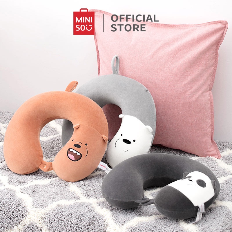 GốI chữ U Miniso We Bare Bears, gối kê cổ, gối du lịch, văn phòng chống mỏi cổ, êm ái - Hàng chính hãng(Giao hàng ngẫu nhiên cho các mẫu cũ và mới)