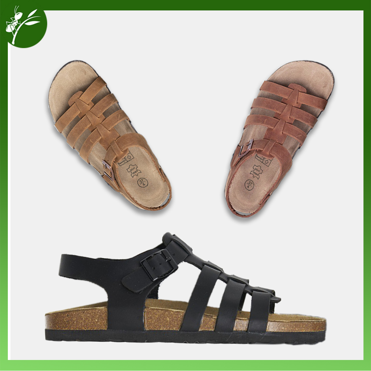 Giày sandal Nam Nữ Da thật quai rọ chiến binh