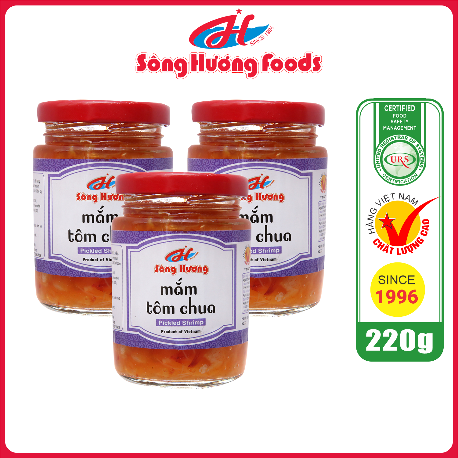 3 hũ mắm tôm chua sông hương foods hũ 220g - ăn kèm , bún , phở , mì tôm , thịt nướng , tốt tiêu hóa