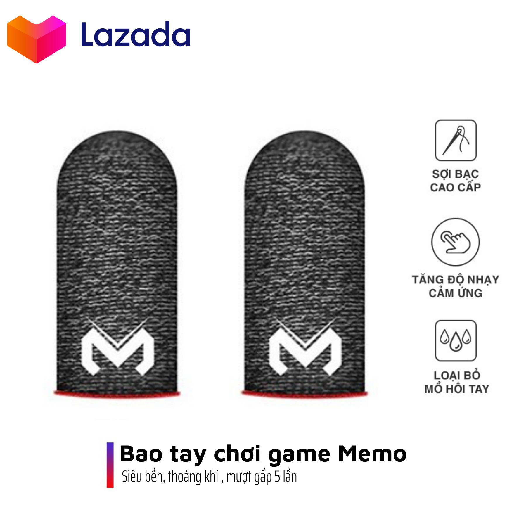 Bao tay chơi game Memo GT3 sợi bạc siêu thoáng, Găng tay chơi game tăng nhạy gấp 5 lần, Bao tay chơi gamer ff chống thấm mồ hôi