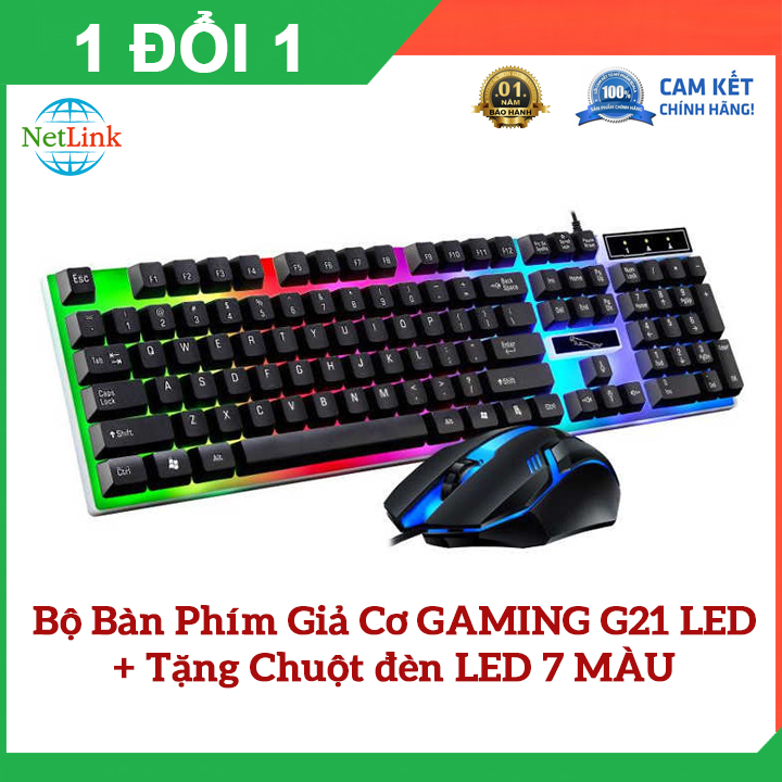 Bộ Bàn Phím GAMING G21 LED + Tặng Chuột GTX300 7 MÀU SIÊU ĐẸP NEW Bản Cao Cấp - Bàn phím chuột Gaming, bàn phím chuột máy tính