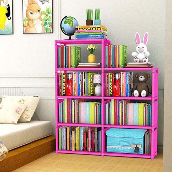 Kệ sách lắp ghép 2 buồng 7 ngăn đa năng, giá sách, giá sách để bàn