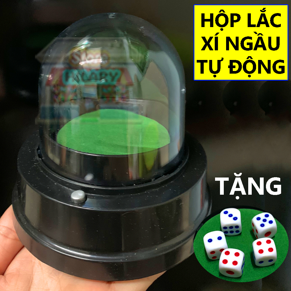 Hộp lắc xí ngầu cao cấp - hộp lắc xí ngầu tự động, lắc xí ngầu, xúc xắc, đồ lắc xí ngầu có nắp đậy, máy lắc xúc xắc