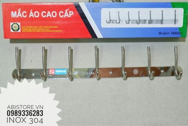 Móc treo quần áo inox 304 xịn vinahasa cao cấp 7 móc mắc áo, mắc áo nhà tắm, móc treo quần áo phòng ngủ đôi mạnh hà