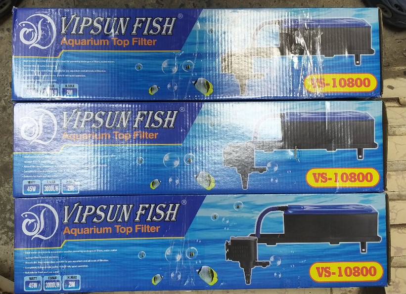 Máy bơm và bộ máng lọc tràn 10800 công suất 45w, 3.000l/h dành cho hồ cá cảnh, tặng kèm 1 bông lọc